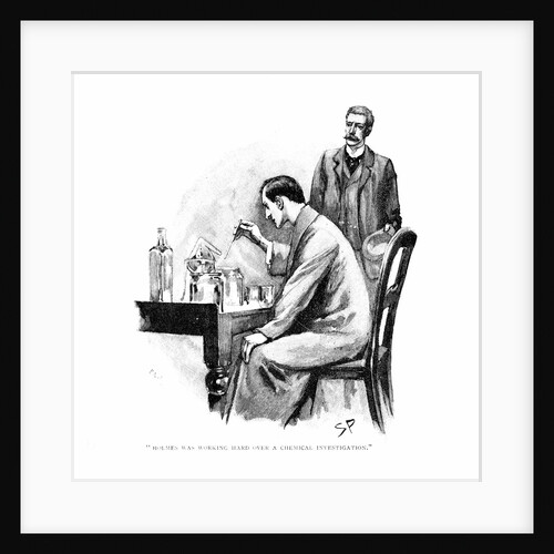 Holmes was working Hard over a Chemical Investigation by Sidney E Paget