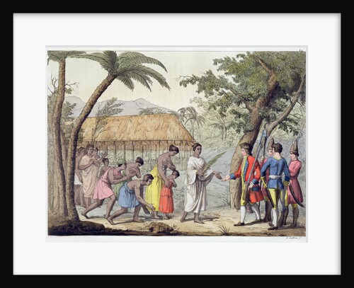 Captain Samuel Wallis being received by Queen Oberea on the Island of Tahiti by Gallo Gallina