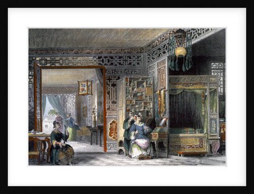 Boudoir and bedchamber of a lady of rank by Thomas Allom