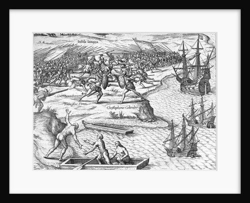 Battle in Jamaica between Christopher Columbus and Francisco Poraz by Theodore de Bry