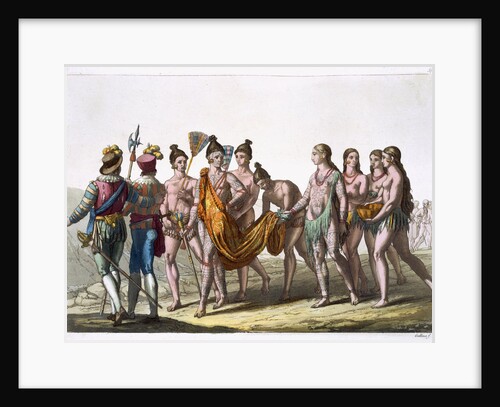 Native American widows approach their chief for permission to remarry by Gallo Gallina