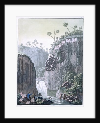 Explorers with Humboldt's expedition at the basalt cliffs at Regla by Gerolamo Fumagalli