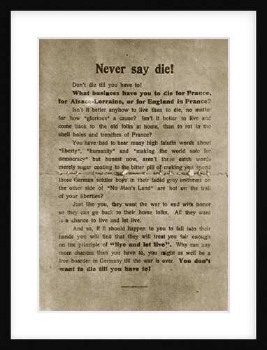 Never say die by Anonymous