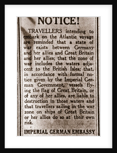 Notice to passengers planning to make transatlantic journeys by Anonymous