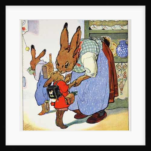 Mother kissing her son goodbye as he heads to school by Fritz Kock-Gotha