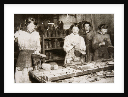 Women working in a boot repairing factory by S and G