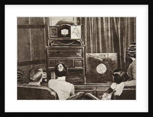 People watching an early television transmission by Anonymous