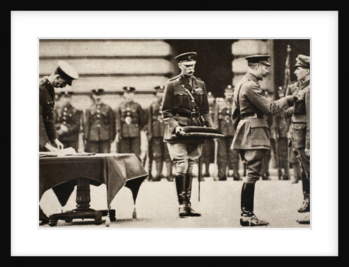 King George V awarding the Victoria Cross to Private Wilfred Edwards by Anonymous