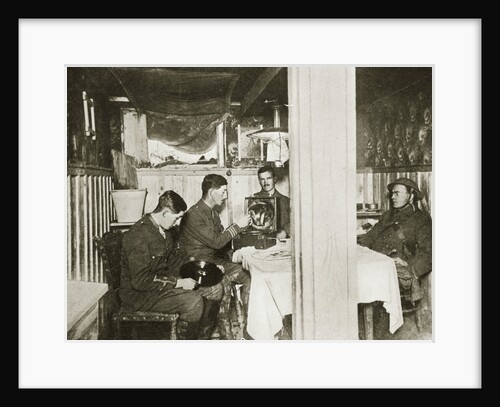 British soldiers in a captured German dugout by Anonymous