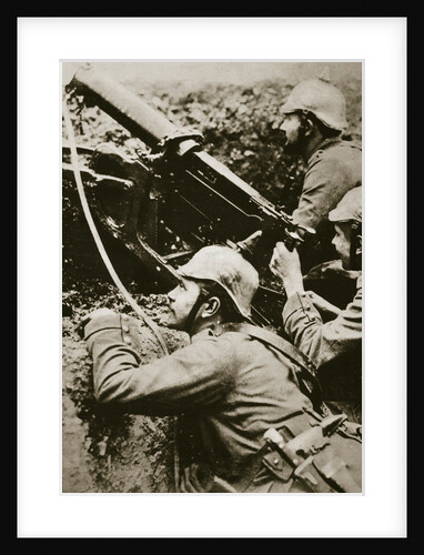 German soldiers manning a machine gun by Anonymous