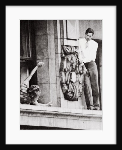 John Warde, out on a ledge on the 17th floor of the Hotel Gotham by Anonymous