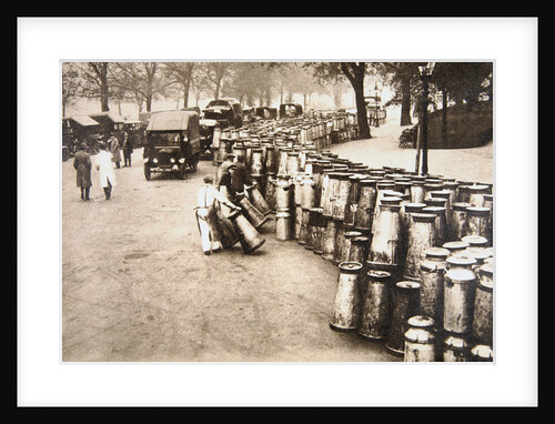 Milk churns being delivered to Hyde Park, London, during the General Strike by Anonymous