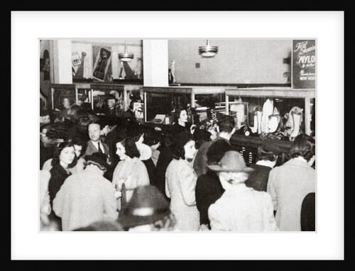 The first experimental sale of nylon stockings by Anonymous