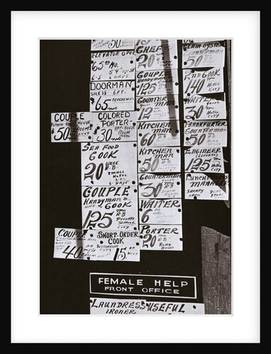 Window of an employment office, on Sixth Avenue near Forty-third Street, New York by Anonymous