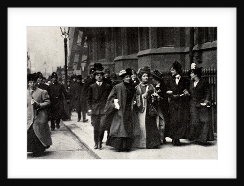Emmeline Pankhurst, British suffragette leader, carrying a petition by Anonymous