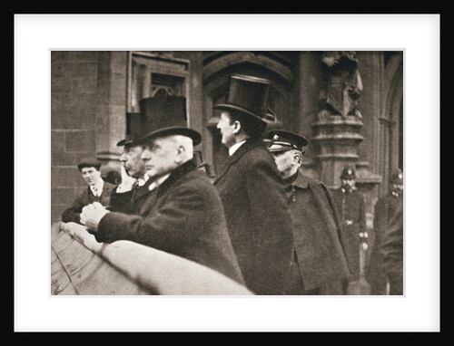 Members of both Houses watching suffragettes in Parliament Square by Anonymous