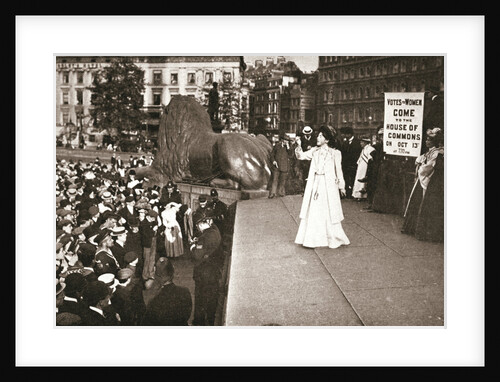 Christabel Pankhurst, British suffragette, addressing a crowd in Trafalgar Square by Anonymous