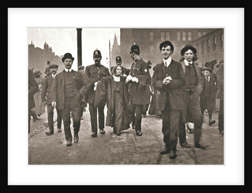 Arrest of Dora Marsden, British suffragette, outside the Victoria University of Manchester by Anonymous