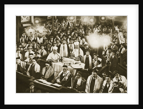 Interior of an East End synagogue during a festival by Anonymous
