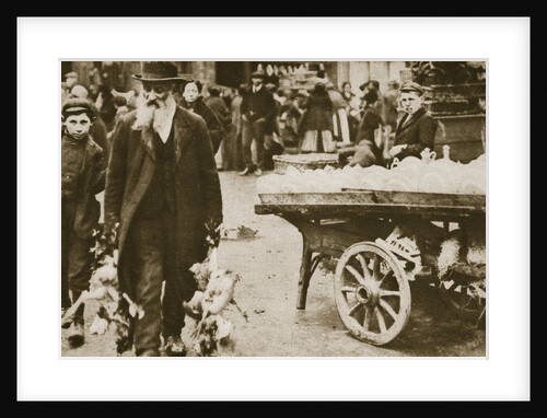 Old Jewish man and his grandson carrying some fowls by Anonymous