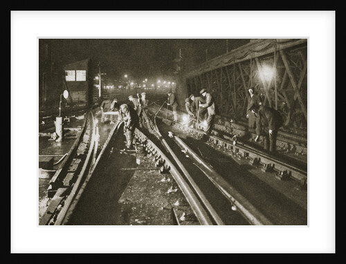 Repairing a railway track by Anonymous