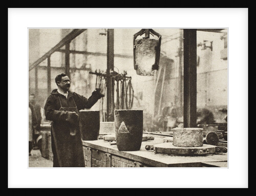 Making money; pots of liquid metal being handled in the melting room by Anonymous