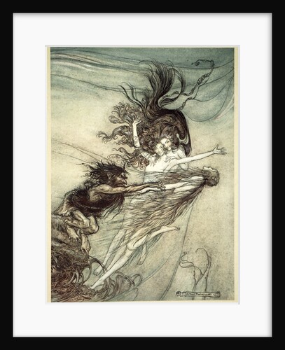 The Rhinemaidens teasing Alberich by Arthur Rackham