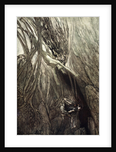 Seize the despoiler! Rescue the gold! Help us! Help us! Woe! Woe! by Arthur Rackham
