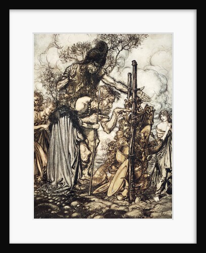Fafner: 'Hey! Come hither, And stop me this cranny!' by Arthur Rackham