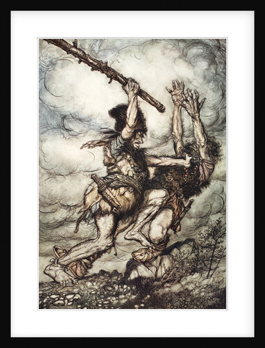 Fafner kills Fasolt by Arthur Rackham