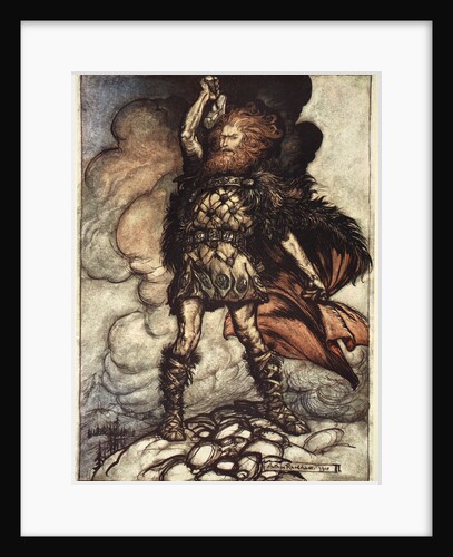 One of the Gods, Donner, summons the mist away by Arthur Rackham