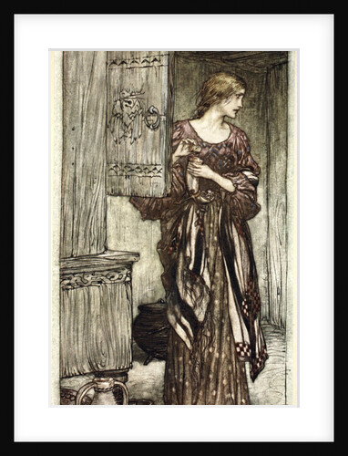 Sieglinde prepares Hunding's draught for the night by Arthur Rackham