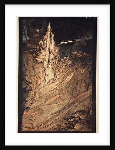 Appear, flickering fire, Encircle the rock with thy flame! Loge! Loge! Appear! by Arthur Rackham