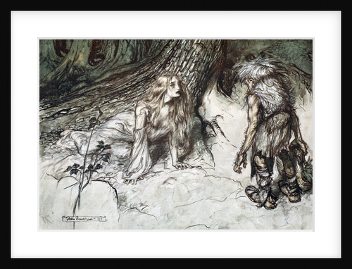 Mime finds the mother of Siegfried in the forest by Arthur Rackham