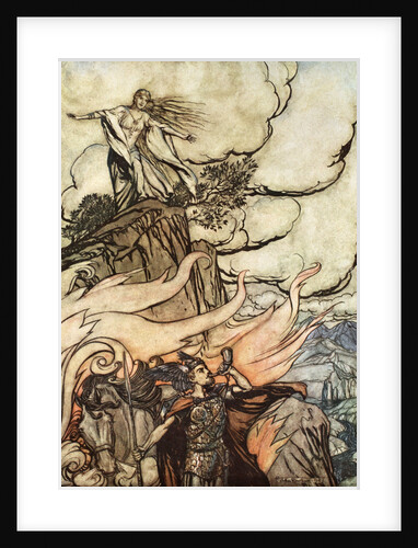 Siegfried leaves Brunnhilde in search of adventure by Arthur Rackham