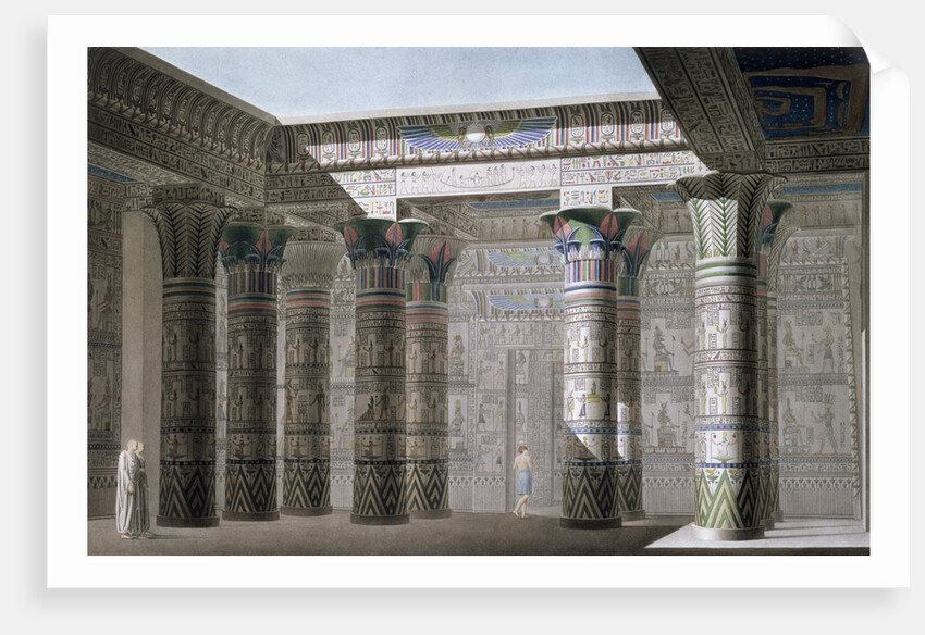 Interior view from the portico of the Grand Temple on the island of Philae by Antoine Phelippeaux