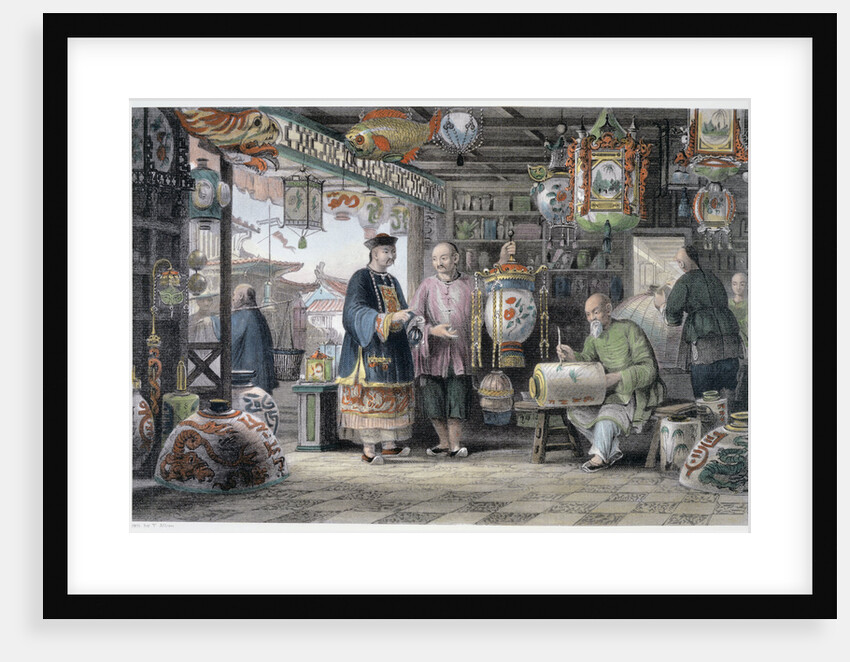 Showroom of a Lantern Merchant in Peking by Thomas Allom