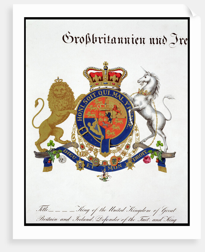 Crest of the King of the United Kingdom of Great Britain and Ireland and Hanover by Anonymous