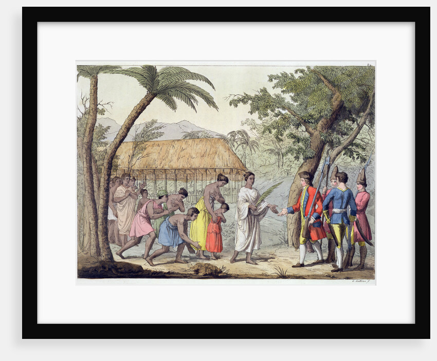 Captain Samuel Wallis being received by Queen Oberea on the Island of Tahiti by Gallo Gallina