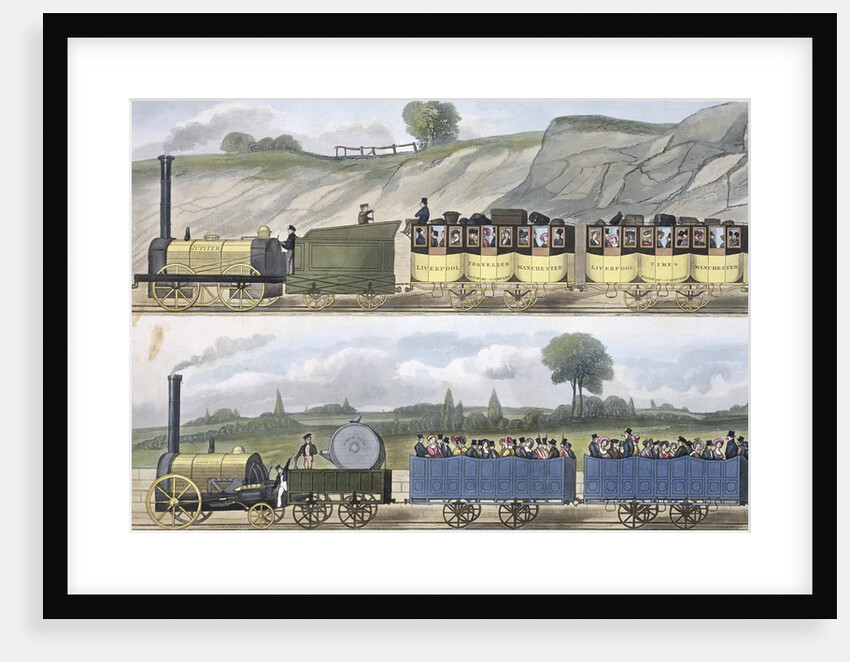 Coloured view of the Liverpool & Manchester Railway by SG Hughes