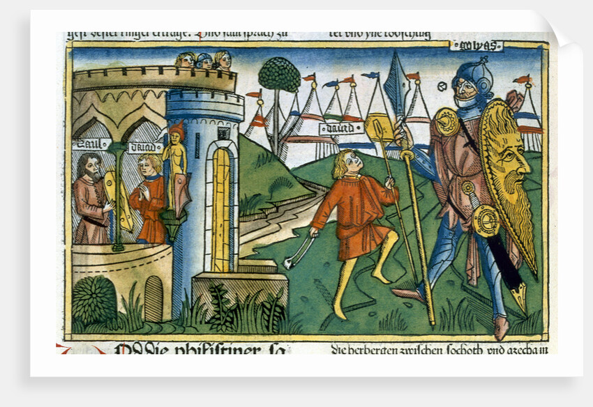 David defeats Goliath and meets Saul by Anonymous