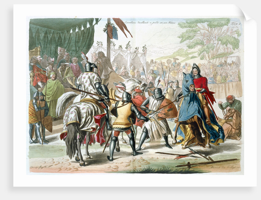 Knights duelling on foot in a tournament by G Lago