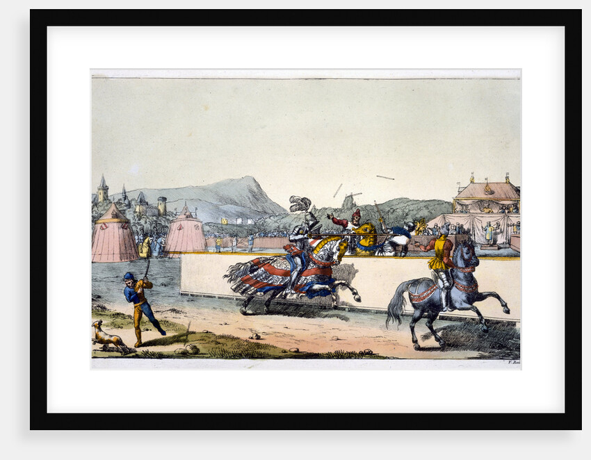 Knights jousting at a tournament by Anonymous