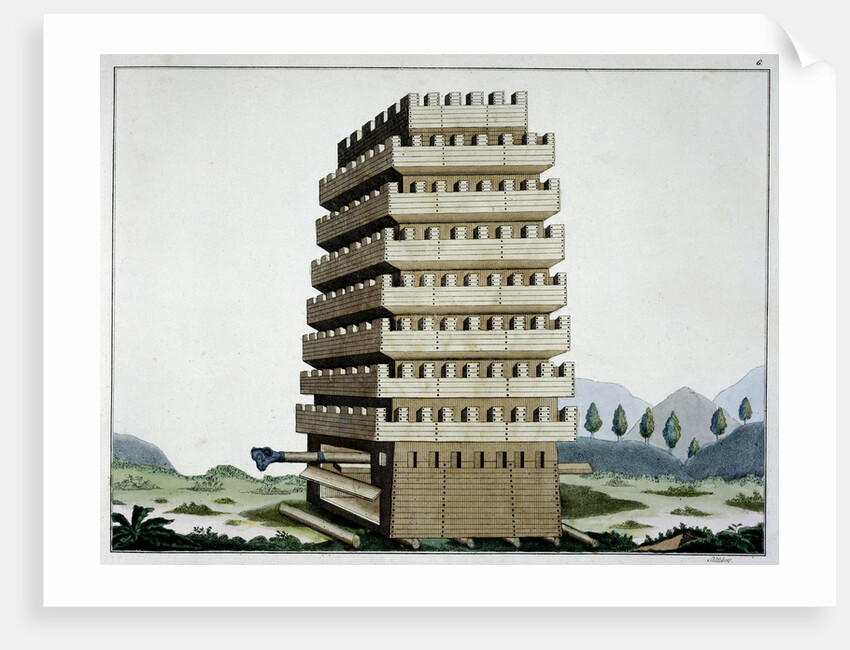 Moveable siege tower with outer galleries and a battering ram by Friedrich Martin von Reibisch