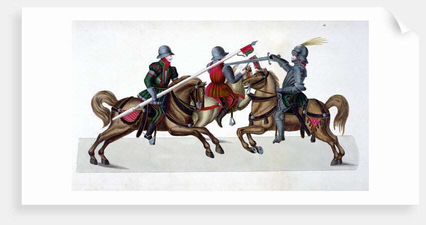 Three knights jousting at a tournament by Friedrich Martin von Reibisch