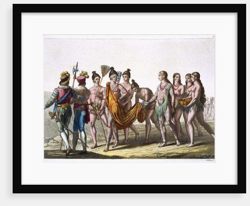 Native American widows approach their chief for permission to remarry by Gallo Gallina