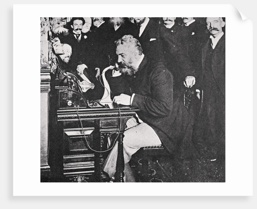 Alexander Graham Bell makes the first telephone call between New York and Chicago by Anonymous