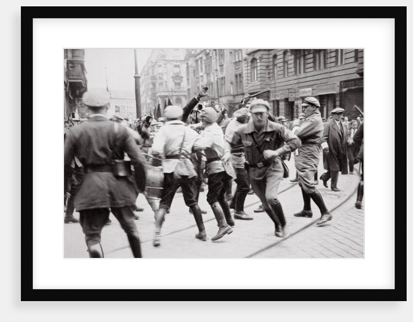 Men in Bolshevik uniform fighting police in the street by Anonymous