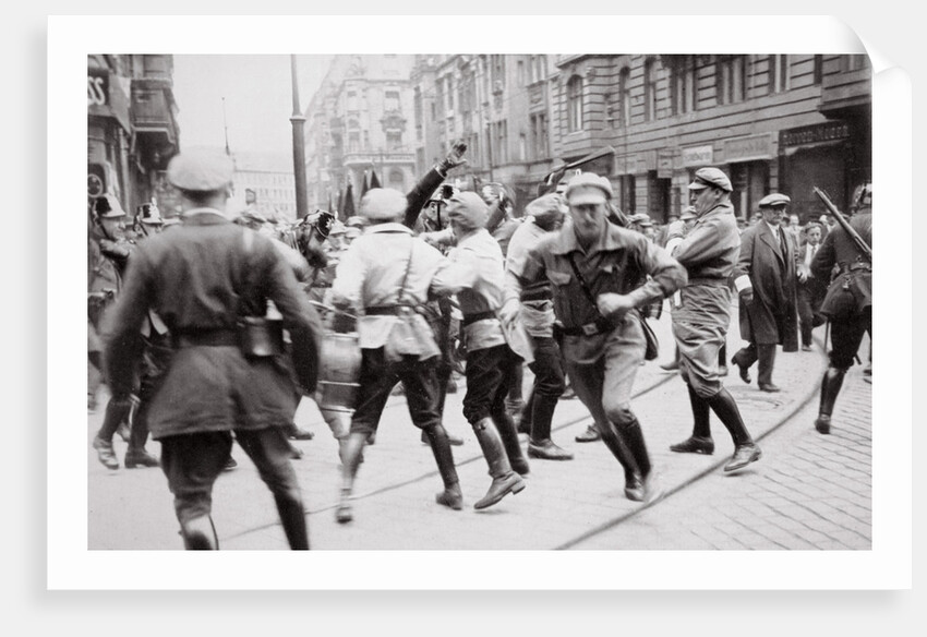 Men in Bolshevik uniform fighting police in the street by Anonymous