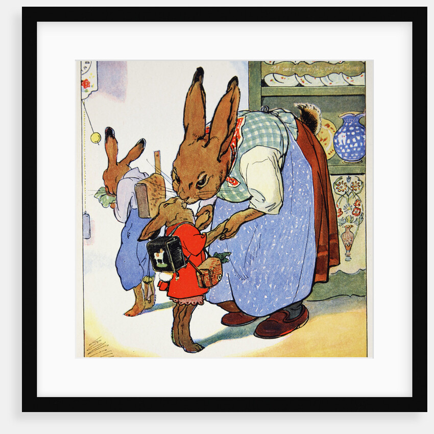 Mother kissing her son goodbye as he heads to school by Fritz Kock-Gotha